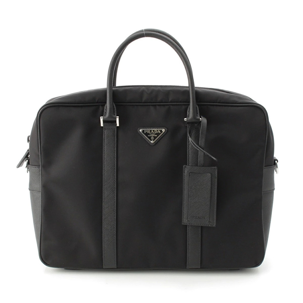 Prada Tessuto Hand Shoulder Business Bag Triangle Black